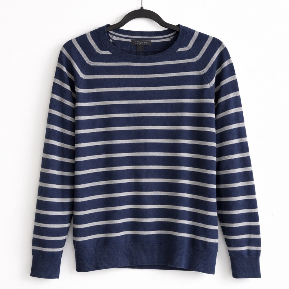 Banana Republic Men’s Slub Cotton Navy Stripe Crewneck Sweater – Size L